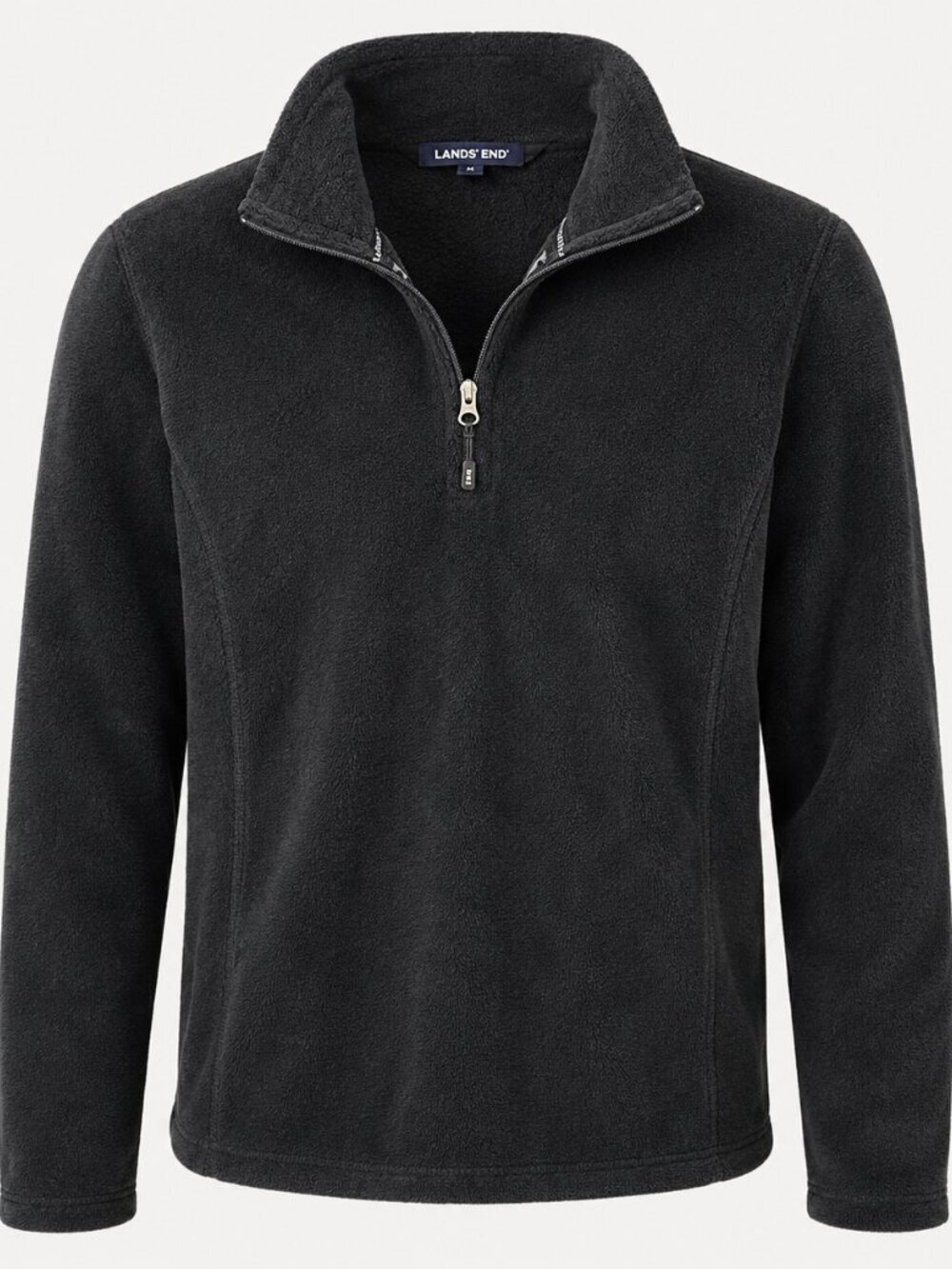 Lands' End Black Fleece Jacket Women's Small 6-8 Quarter Zip Pullover